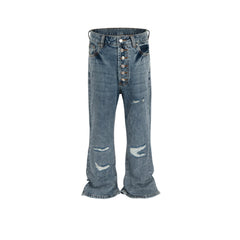 Men Vintage Pants washed and old micro-pull trousers men's and women's design jeans MIJKO