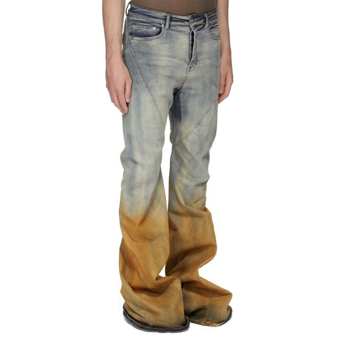 Mens Vintage Pants Mens Women's RICK Trousers Wide Feet Old Micro-pull Jeans MIJKO