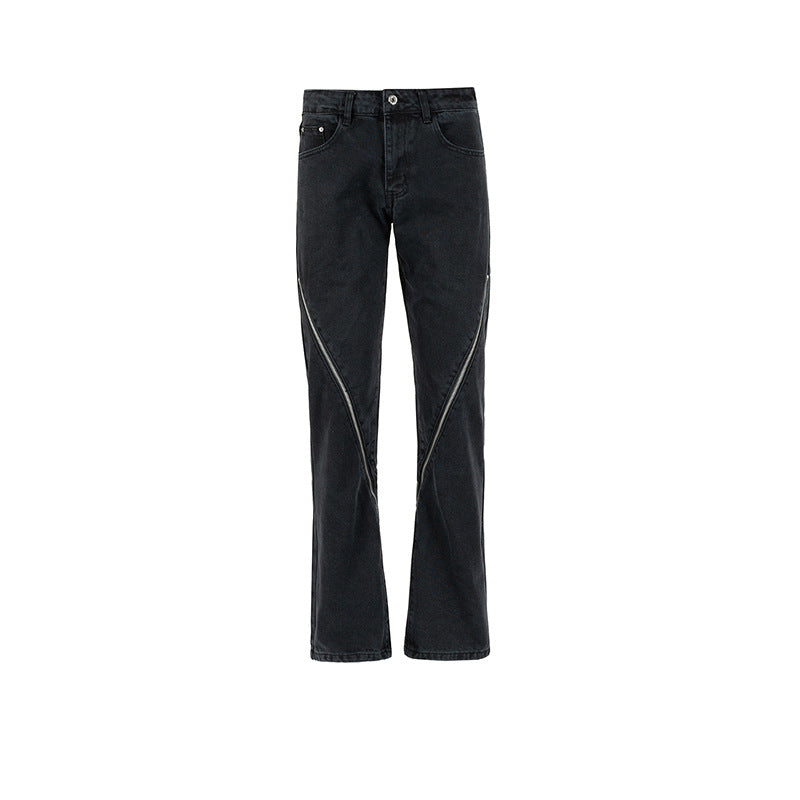 Men's Vintage Pants autumn and winter zipper trousers men's and women's wide feet MIJKO