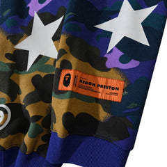 2026 starry sky camouflage ape head new trendy brand joint ride series shark letter lightning printing hooded cardigan sweater outside