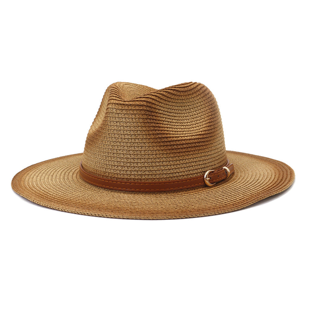 Chapeaux de Cowboy en Paille Hommes et Femmes Protection Solaire Extérieur Bord de Mer Mode