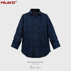 Mens Jacket Ripped Plaid Jacket MIJKO