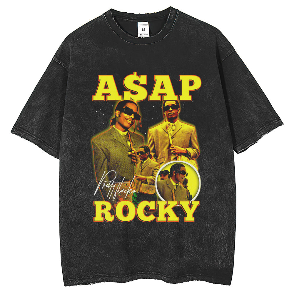 Men T Shirts Washed Retro Said Old Short Sleeve T-Shirts