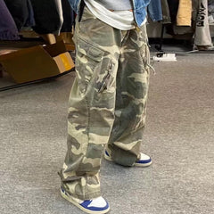 Men's Vintage Pants camouflage old-fashioned overalls men's and women's zipper pants MIJKO