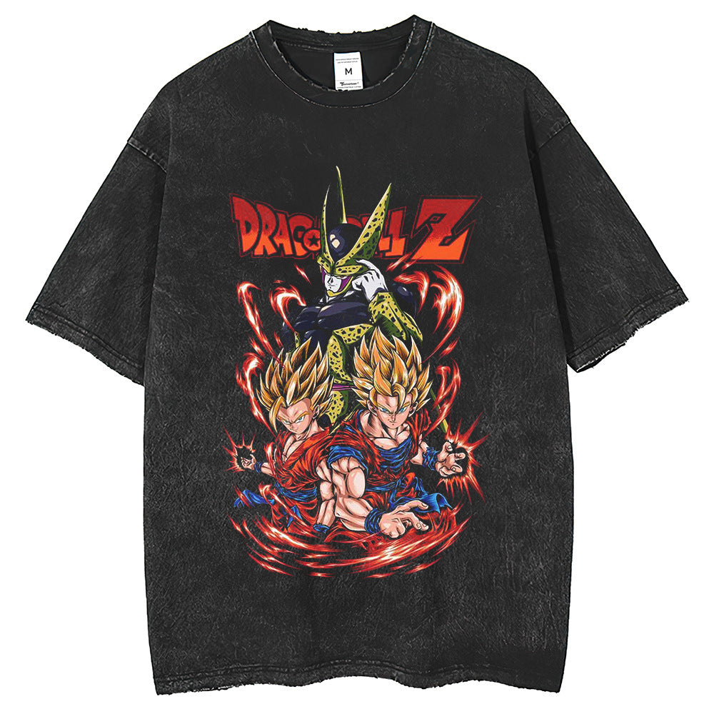 Men T Shirts Dragon Ball Anime Print Short Sleeve T-Shirt