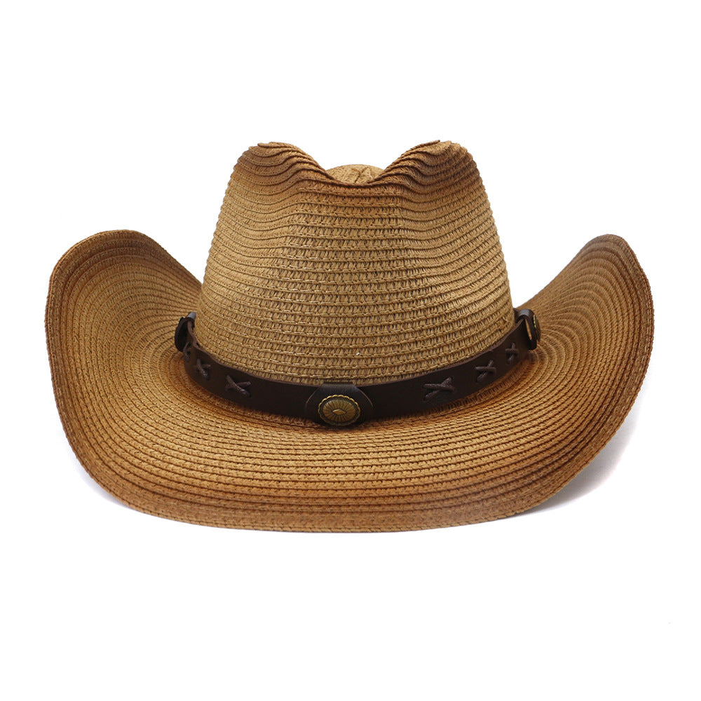 Chapeaux de cowboy en paille Hommes Femmes Peinture en aérosol Chapeau de cowboy en paille Chapeau de plage Chapeau de soleil d'extérieur