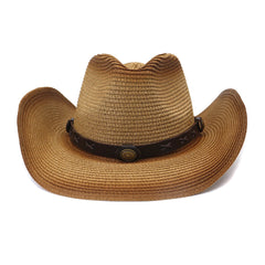 Chapeaux de cowboy en paille Hommes Femmes Peinture en aérosol Chapeau de cowboy en paille Chapeau de plage Chapeau de soleil d'extérieur