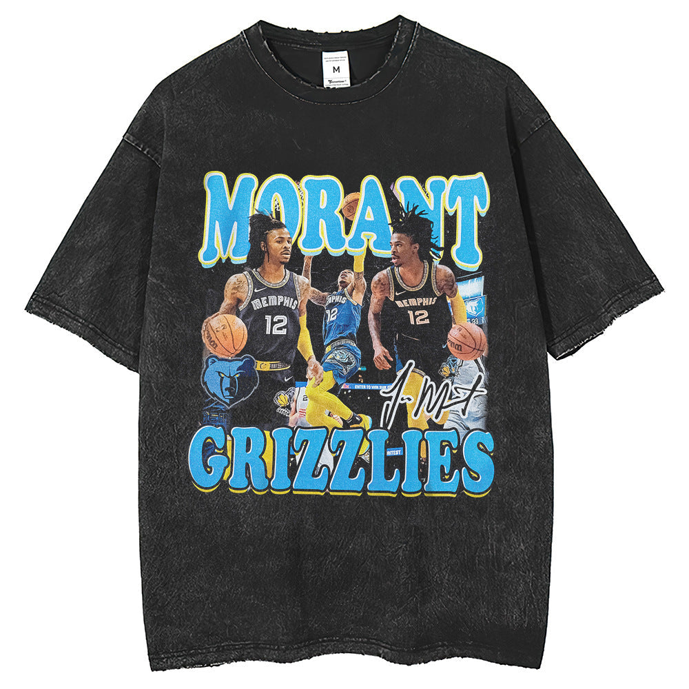Men T Shirts Grizzlies Morant T-Shirt Sports Short Sleeve Loose Top