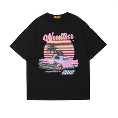 T-shirt Homme Manches Courtes Hip Hop Rétro Col Rond Unisexe Coupe Ample Décontracté