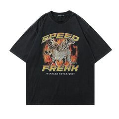 T-shirt homme à manches courtes, t-shirt imprimé, délavé, rétro, pour hommes et femmes