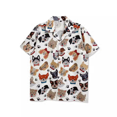 Heavy weight small fresh trendy brand harajuku academy casual student loose short-sleeved shirt men's beach floral shirt women