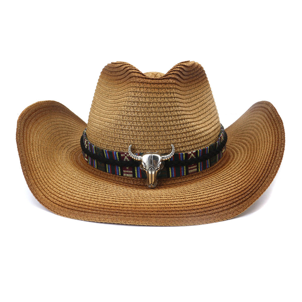 Chapeaux de cowboy en paille Printemps et été Hommes et femmes Chapeau de protection solaire pour le bord de mer Chapeau de plage