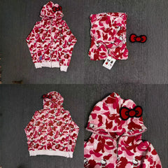 2026 BAPE joint Hello Kitty Kulomie hooded sweater women's trendy brand loose coat autumn