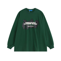 Men Long Sleeve T Shirt Letter Printing Casual Loose round Neck Base