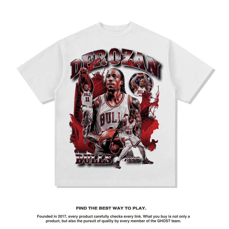 Nba T Shirt Printed Short-Sleeved T-shirt Loose Shoulder Summer Fashion Brand Top Men