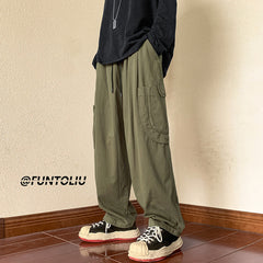 Men Cargo Pants Retro Classic Straight Casual Pants Men Spring and Autumn Baggy Track Pants