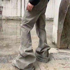 Mens Vintage Pants Distressed High-stretch Bootcut jeans MIJKO