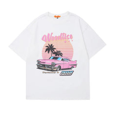 T-shirt Homme Manches Courtes Hip Hop Rétro Col Rond Unisexe Coupe Ample Décontracté