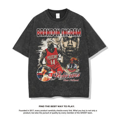 Nba T Shirt Basketball Printed Short Sleeve T-shirt American Street Hip Hop