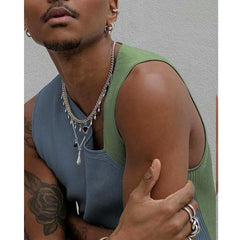 Rave Outfits Mens Vest Base Shirt Color Matching