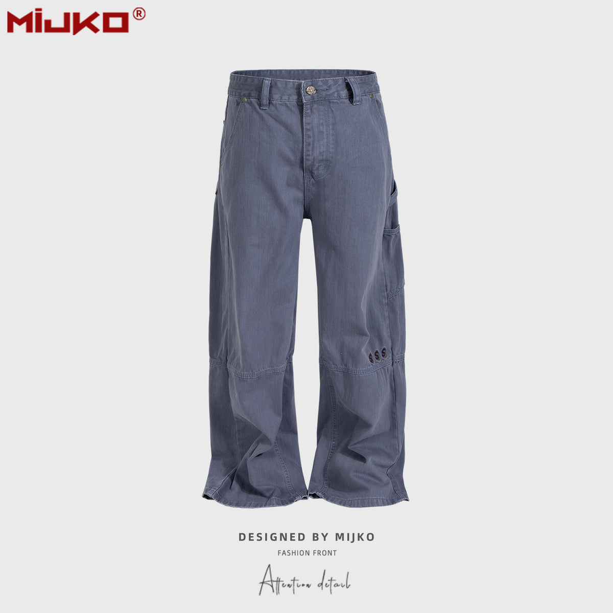 GGGard MIJKO series men's clothing women's deconstruction design trousers men's and women's same style embroidered decorative small ties slim jeans multi-size