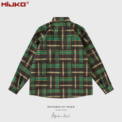 Mens Jacket Loose Plaid Jacket Unisex MIJKO
