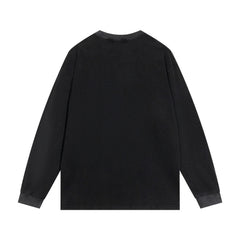 Men Long Sleeve T Shirt Devil Portrait Pattern Hip-Hop Fashion Distressed