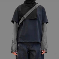 Men Jacket Fake Two Long-sleeved Color Matching T-shirt MIJKO