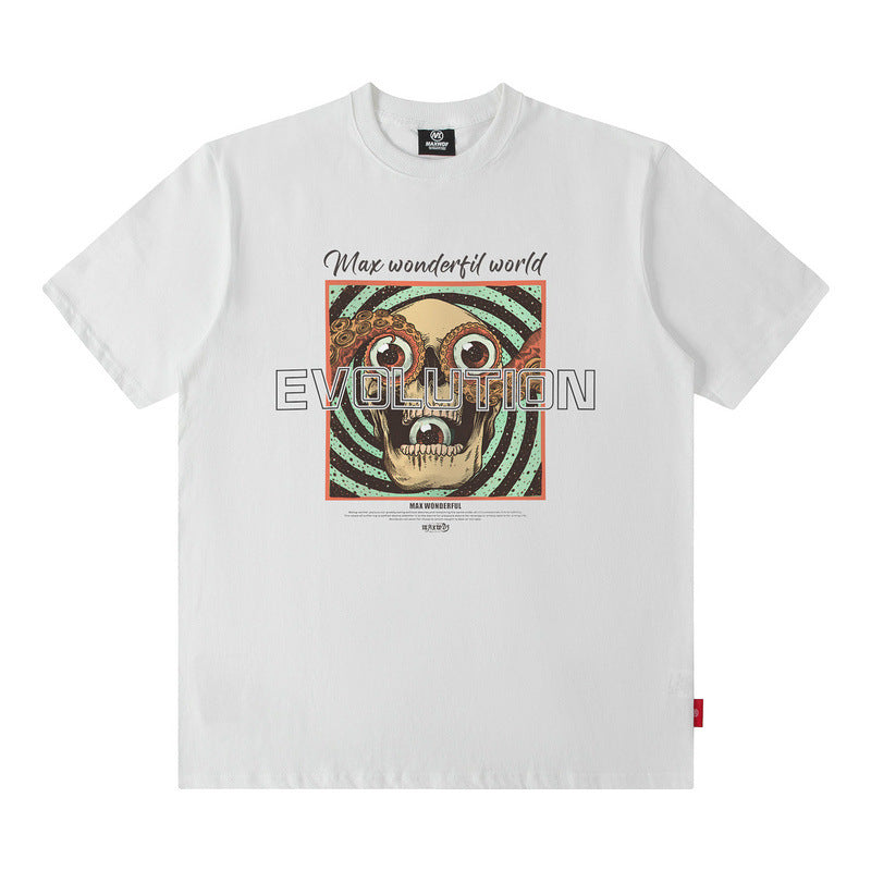 Men's T Shirt Printed Short-Sleeved T-shirt Men's and Women's Retro Loose Top