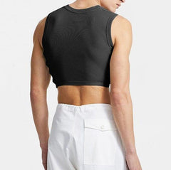 Rave Outfits Mens Vest Stitching Irregular Sleeveless