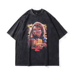 Men T Shirt Vintage Cartoon Printed Short Sleeve T-shirt for Men and Women