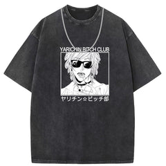 Men T Shirts Printed Short Sleeve T-Shirt Washed Old Punk Loose