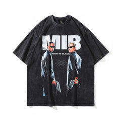 Men T Shirt Printed American Retro Short Sleeve T-shirt Men's Loose