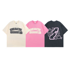 Men T Shirt Puff Print Short Sleeve T-shirt Men and Women Hip Hop Loose
