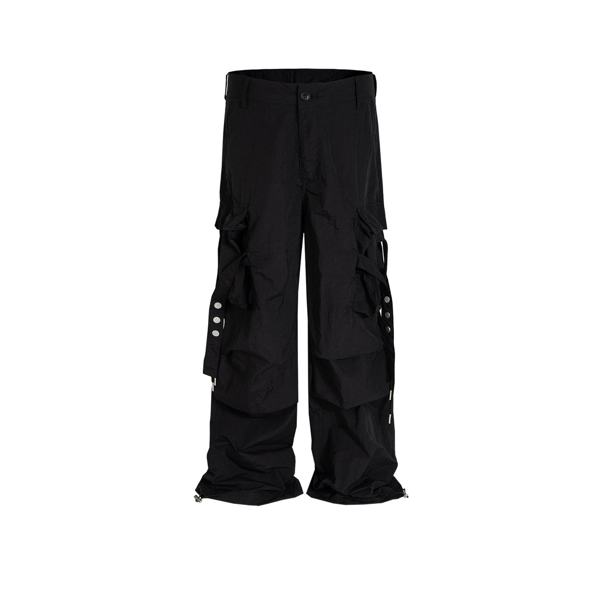 GGGard MIJKO style men's clothing women's high street crease pleated design trousers men's and women's same streamer can tie feet multi-bag casual trousers