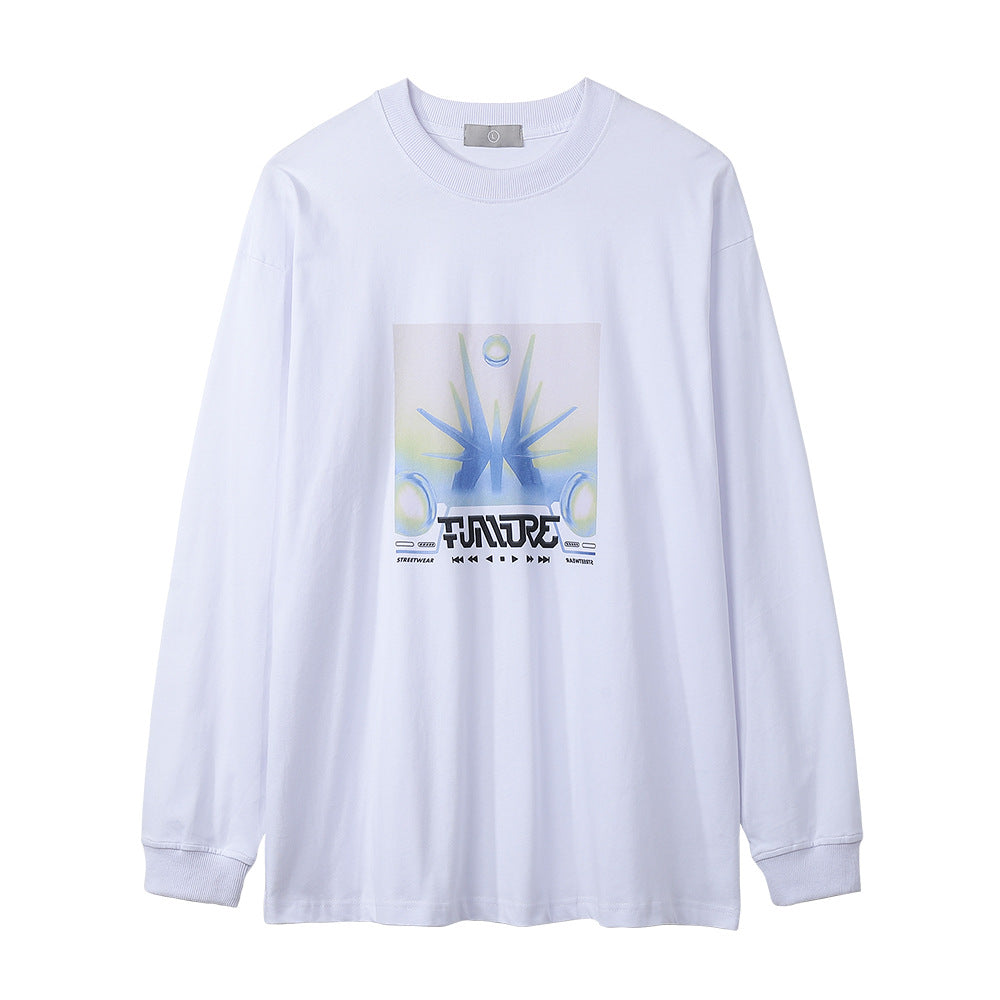 Men Long Sleeve T Shirt Science Fiction Pattern Casual Loose