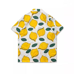 Tide brand loose Cuban personality design Hawaiian short-sleeved shirt men's summer vacation ruffian handsome flower shirt tide