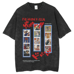 Mens T Shirts SLAM DUNK Sakuragi Flower Road Wash Printing Short Sleeve