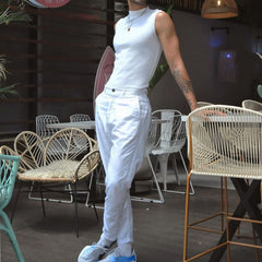 Rave Outfits Mens Vest Sleeveless Tight Bottoming Shirt