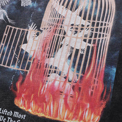 Men Long Sleeve T Shirt Peace Dove Printed Long Sleeve T-shirt Loose Distressed Wash