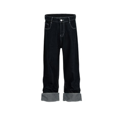 Mens Vintage Pants men's women's retro clean fit straight jeans washed color matching MIJKO