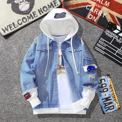 Blouson en jean à capuche pour homme, veste de baseball, vêtements décontractés polyvalents, grande taille, blouson en jean ample pour homme