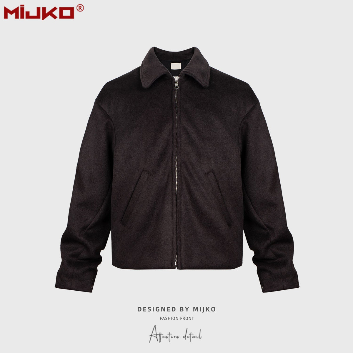 Men Jacket Splicing Design Neutral Woolen Unisex Short Jacket MIJKO