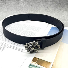 Crow CH Cross Personality Belt Men's Tide Korean Version Vintage PU Leather Hairstylist Jeans Belt Punk Style