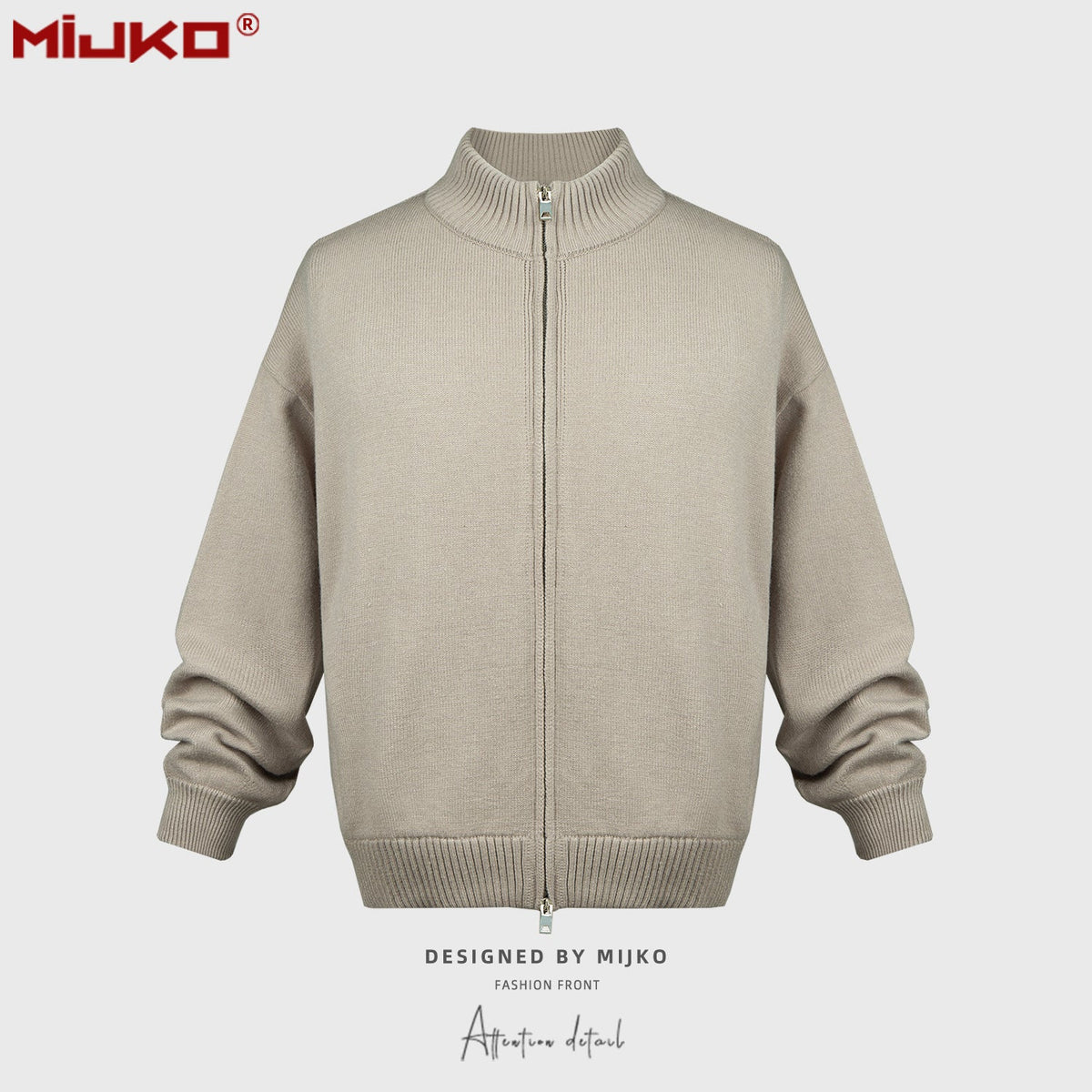 Mens Jacket Two-way Zipper Sweater Knitted Jacket MIJKO