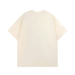 Men T Shirt Retro Alphabet Puff Print Short-Sleeved T-shirt Men's Loose Couple