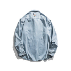 Veste en jean vintage, chemise ample de printemps, hauts pour hommes, veste en jean décontractée pour hommes