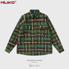 Mens Jacket Loose Plaid Jacket Unisex MIJKO
