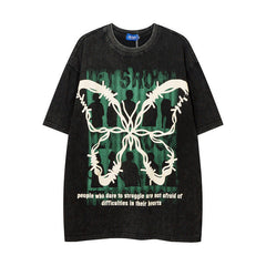 Men's T Shirt Printed Short-Sleeved T-shirt Men's and Women's Retro Hip Hop Loose