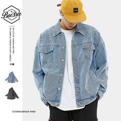 Veste en jean de printemps pour homme, ample et décontractée, bicolore, taille plus